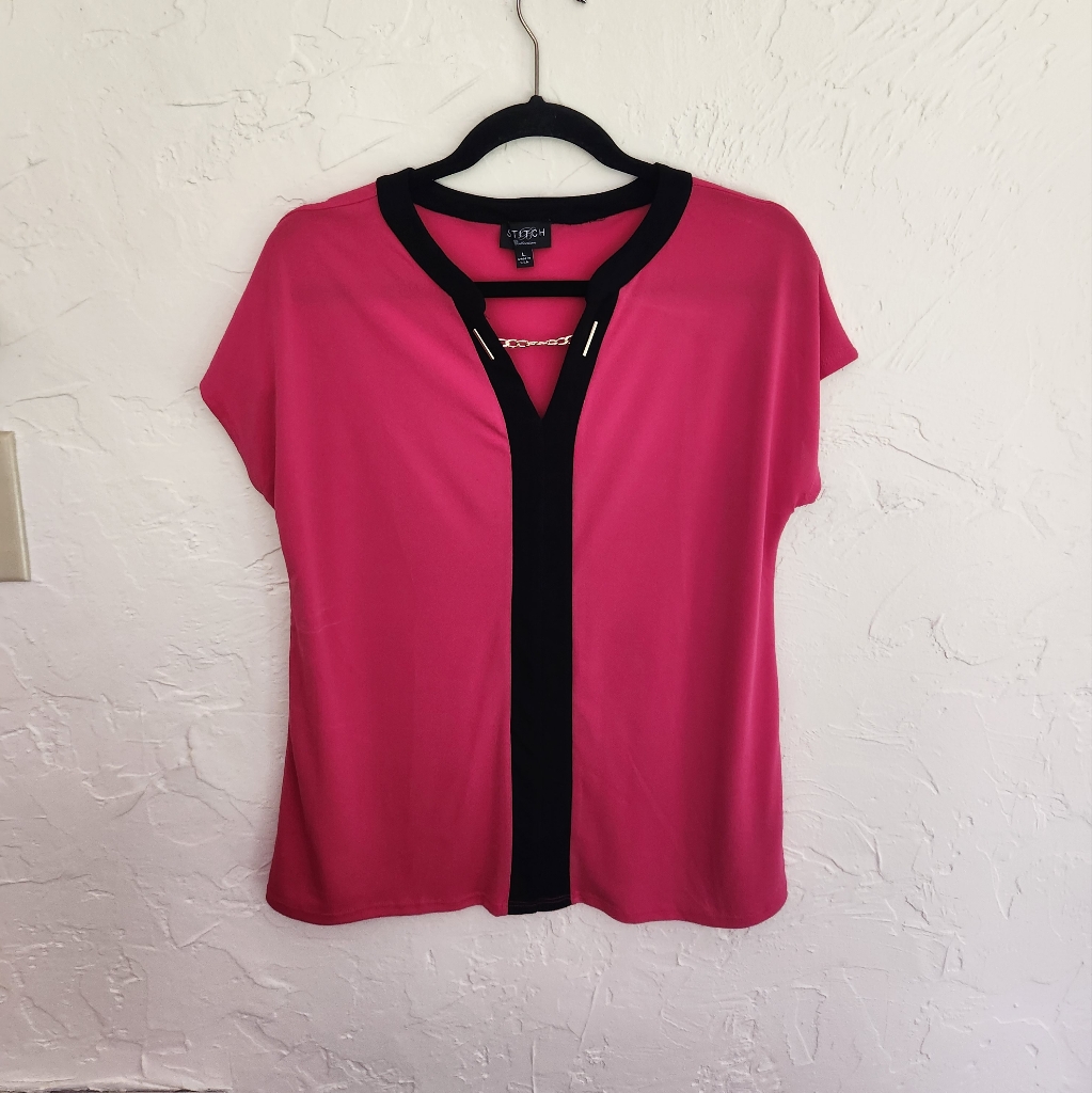 Stitch Collection Fushia Pink Size L Pullover Blouse